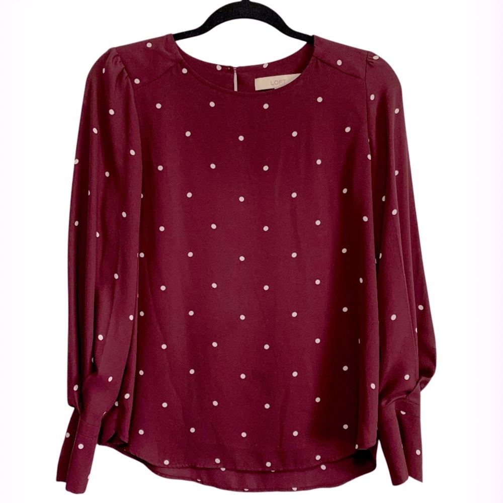 LOFT Polka Dot Lightweight Long Sleeves Blouse